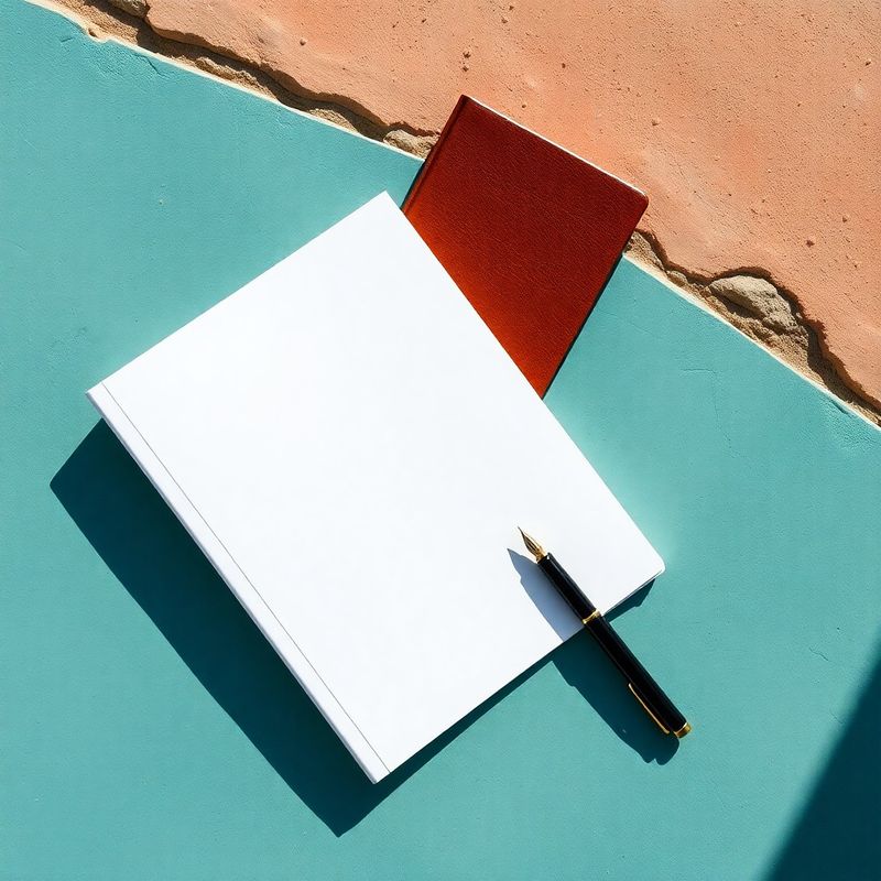 Konzultantski materijali na kamenoj površini — uvezan izvještaj, nalivpero i notes